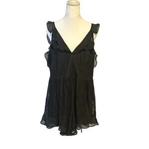 Lush black lace mini romper